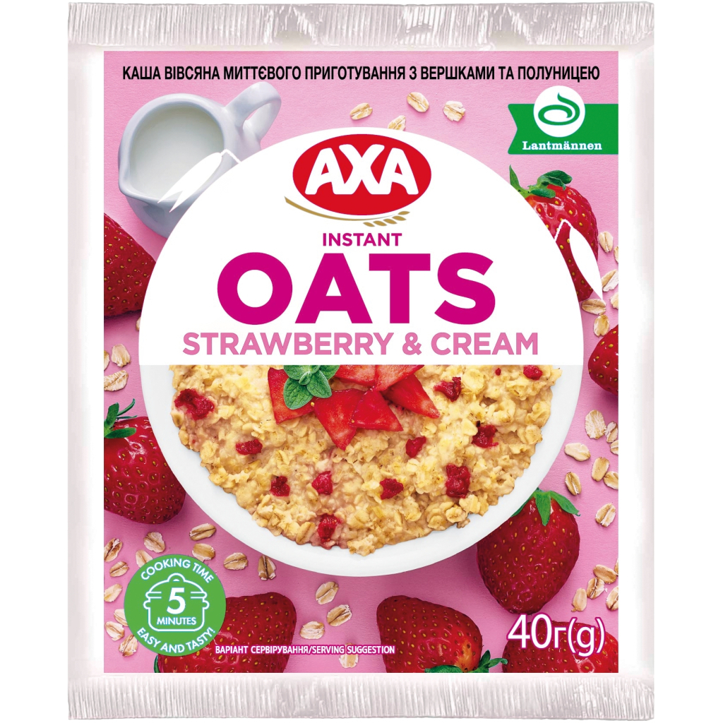 Їжа швидкого приготування АХА Каша Вівсяна вершками та полуницею 40 г (4820008126283) - фото 1