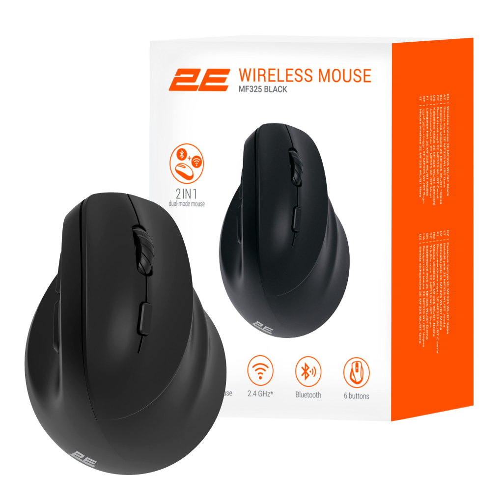 Мишка 2E MF325 Silent Wireless/Bluetooth Black (2E-MF325WBK) - фото 8 Мишка 2E MF325 Silent Wireless/Bluetooth Black (2E-MF325WBK) - фото 8