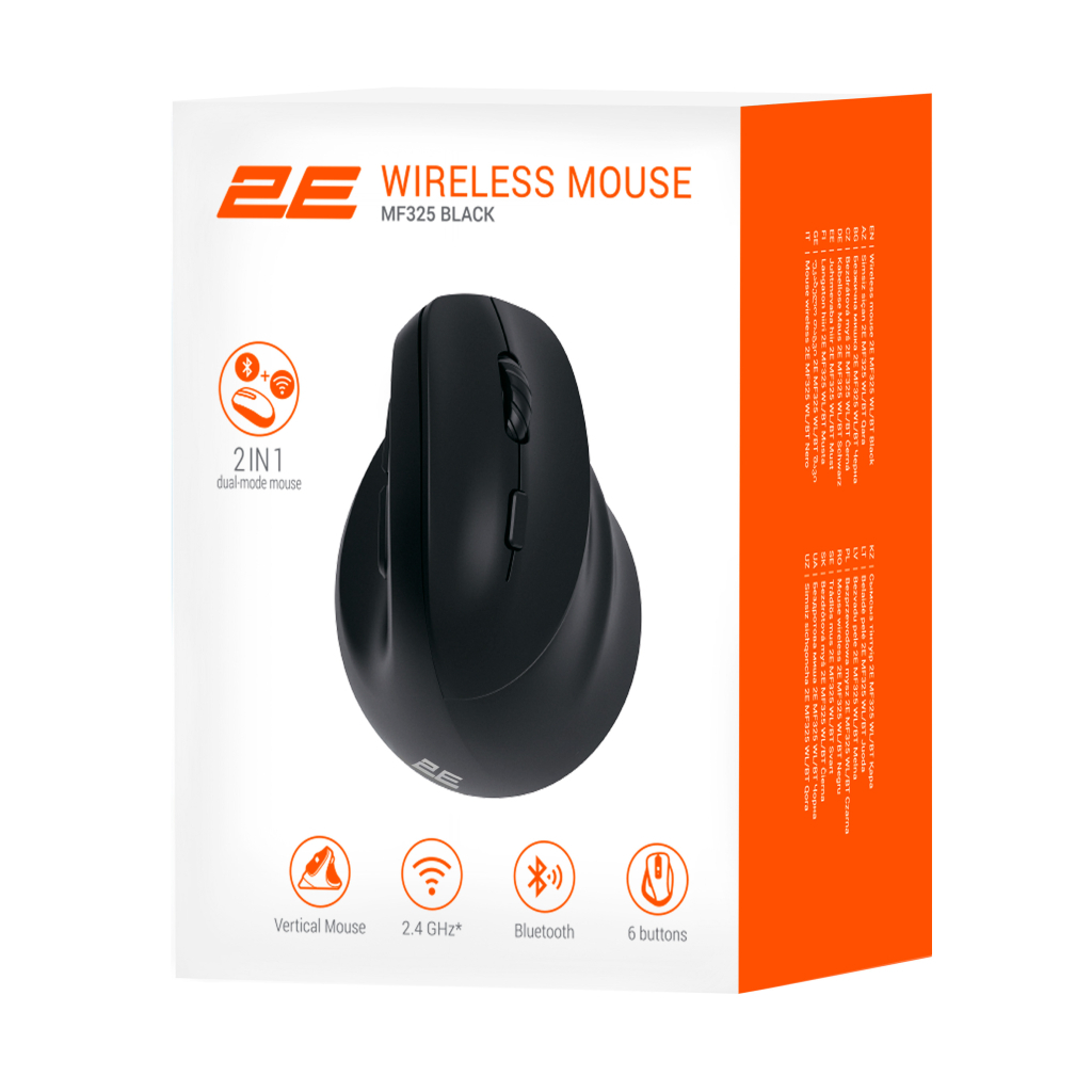 Мишка 2E MF325 Silent Wireless/Bluetooth Black (2E-MF325WBK) - фото 9 Мишка 2E MF325 Silent Wireless/Bluetooth Black (2E-MF325WBK) - фото 9