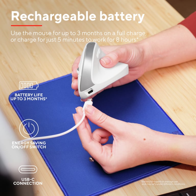 Мишка Trust Bayo+ Ergonomic Wireless/Bluetooth White (25399) - фото 12