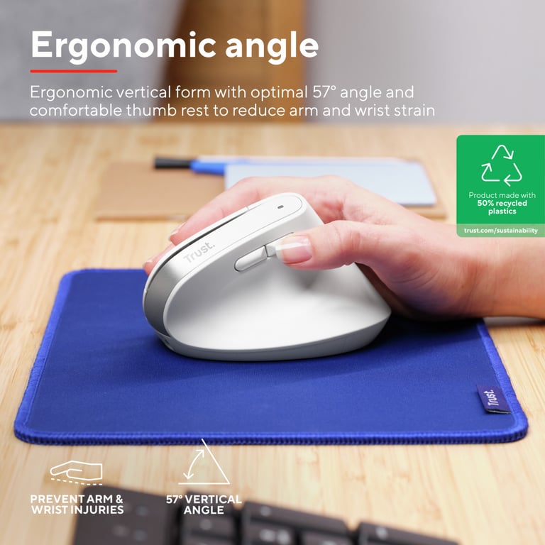 Мишка Trust Bayo+ Ergonomic Wireless/Bluetooth White (25399) - фото 4