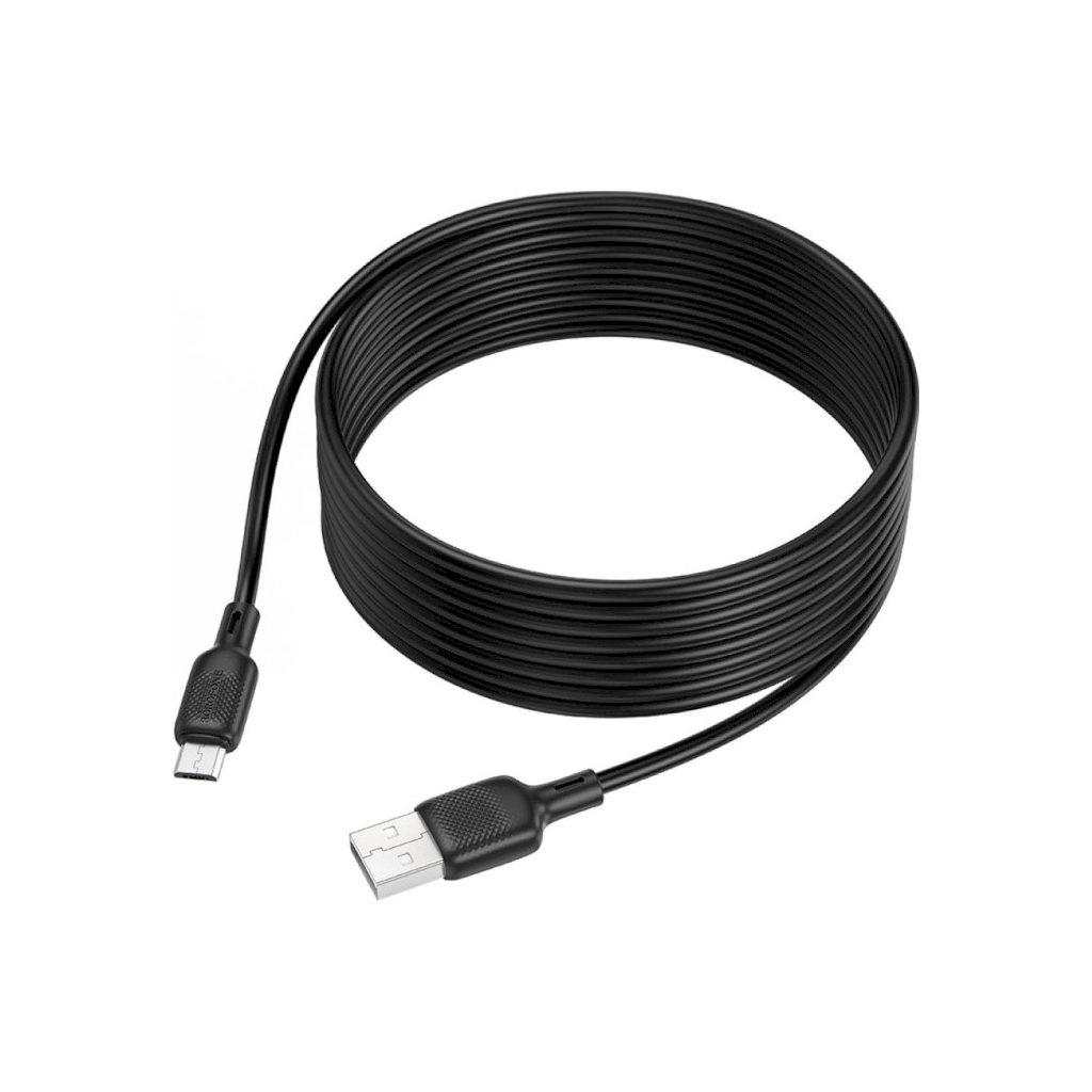 Дата кабель USB 2.0 AM to Micro 5P 3.0m Lenny silicone BX113 black BOROFONE (6941991115547)