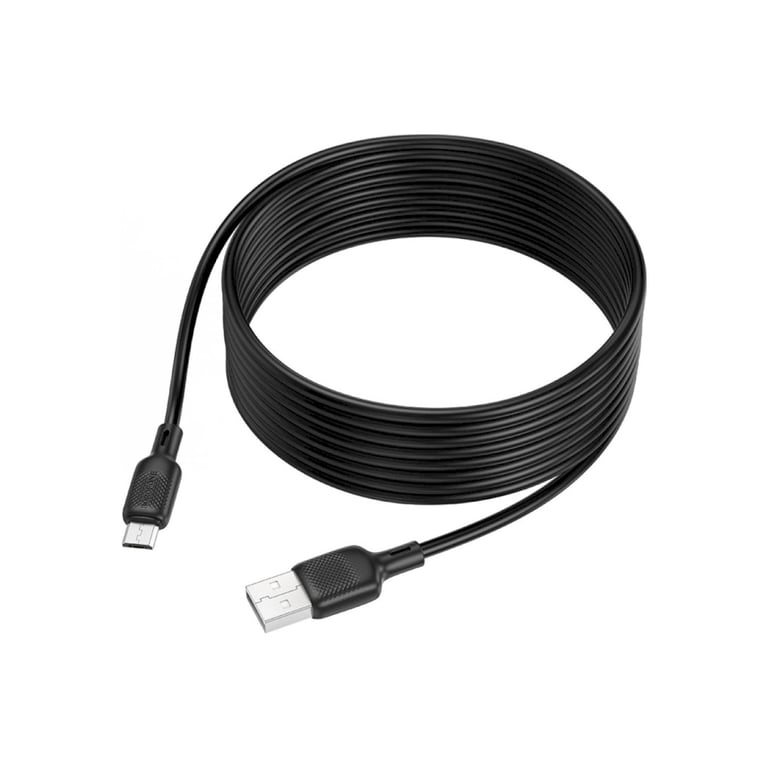 Дата кабель USB 2.0 AM to Micro 5P 3.0m Lenny silicone BX113 black BOROFONE (6941991115547) - фото 1
