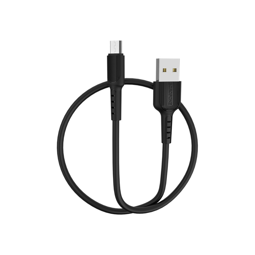 Дата кабель USB 2.0 AM to Micro 5P 1.0m 2A PVC BX16 black BOROFONE (6957531099499) - фото 2 Дата кабель USB 2.0 AM to Micro 5P 1.0m 2A PVC BX16 black BOROFONE (6957531099499) - фото 2