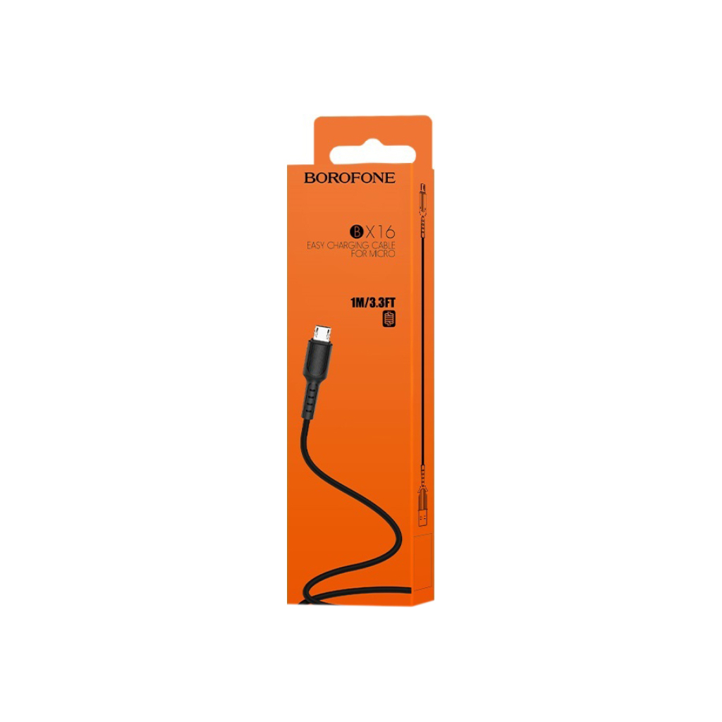 Дата кабель USB 2.0 AM to Micro 5P 1.0m 2A PVC BX16 black BOROFONE (6957531099499) - фото 3 Дата кабель USB 2.0 AM to Micro 5P 1.0m 2A PVC BX16 black BOROFONE (6957531099499) - фото 3