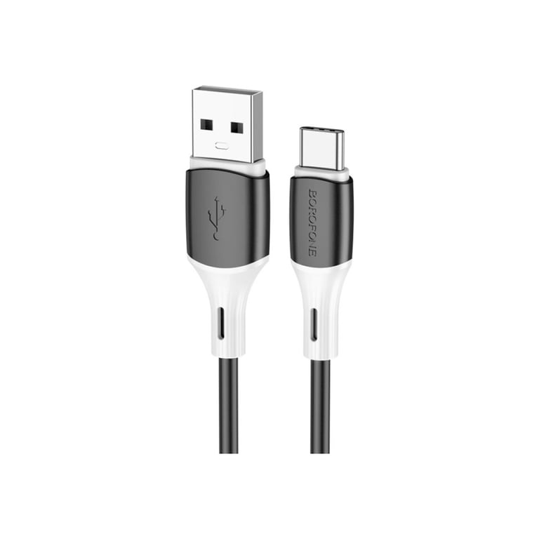 Дата кабель USB 2.0 AM to USB-C 1.0m 3A silicone BX79 black BOROFONE (6974443384789) - фото 1