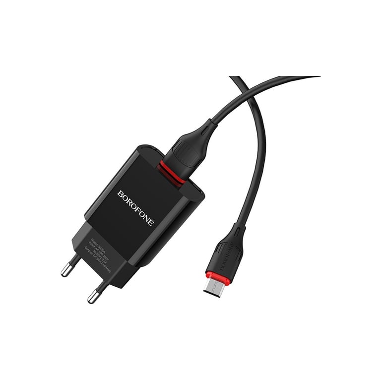 Зарядний пристрій BOROFONE BA20A Sharp USB + cable USB to Micro 5P 10.5W Black (6931474702135) - фото 1