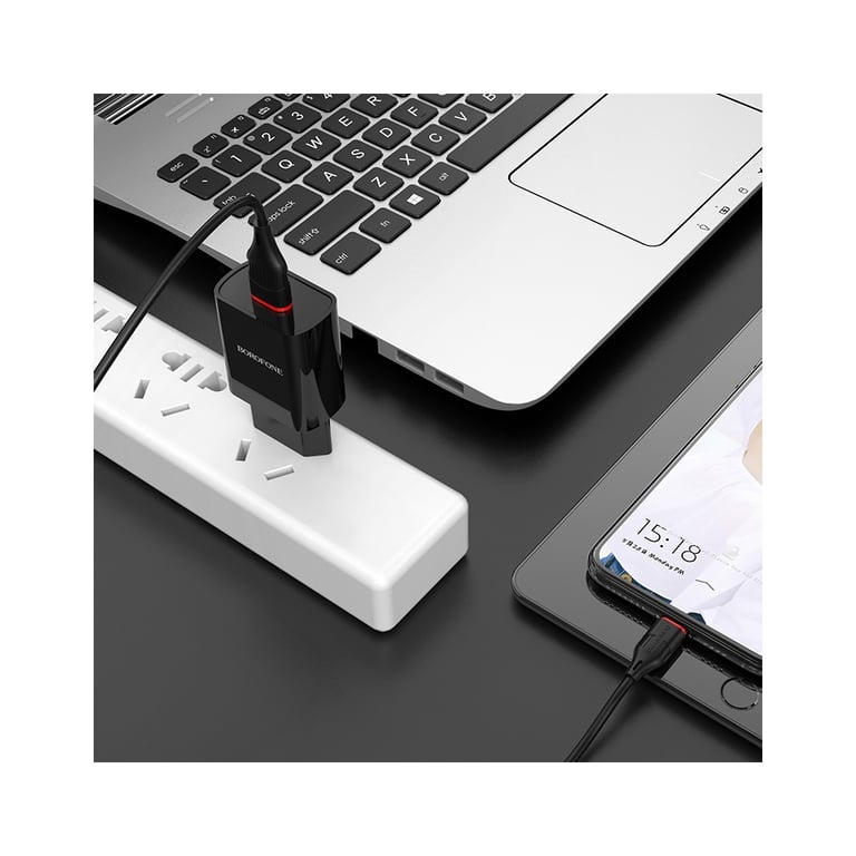 Зарядний пристрій BOROFONE BA20A Sharp USB + cable USB to Micro 5P 10.5W Black (6931474702135) - фото 8