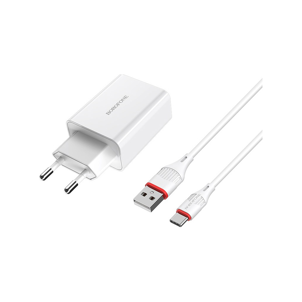 Зарядний пристрій BOROFONE BA21A Long Journey USB QC3.0 + cable USB to USB-C 18W White (6931474702487) Зарядний пристрій BOROFONE BA21A Long Journey USB QC3.0 + cable USB to USB-C 18W White (6931474702487)