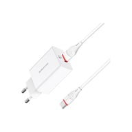 Зарядний пристрій BOROFONE BA21A Long Journey USB QC3.0 + cable USB to USB-C 18W White (6931474702487) - фото 2