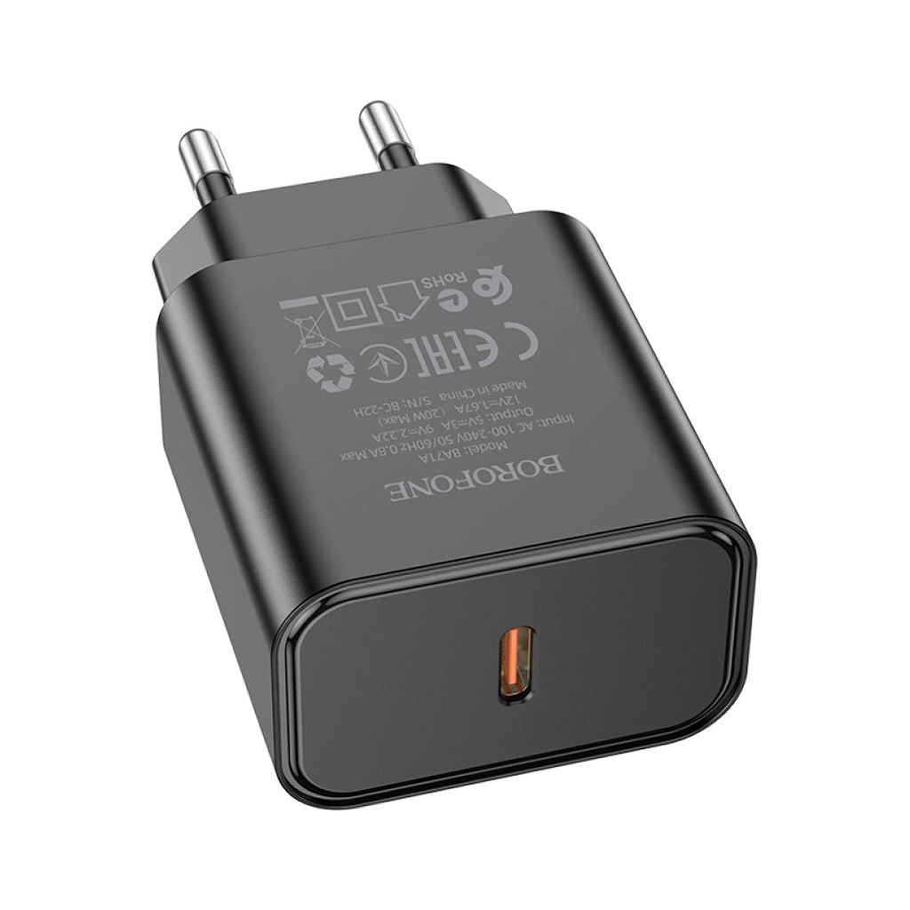 Зарядний пристрій BOROFONE BA71A Power USB-C PD20W Black (6974443387957) - фото 2 Зарядний пристрій BOROFONE BA71A Power USB-C PD20W Black (6974443387957) - фото 2