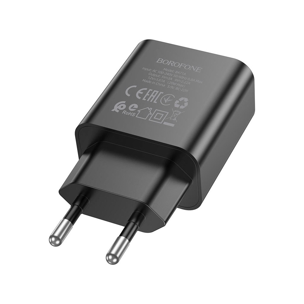 Зарядний пристрій BOROFONE BA71A Power USB-C PD20W Black (6974443387957) - фото 3 Зарядний пристрій BOROFONE BA71A Power USB-C PD20W Black (6974443387957) - фото 3