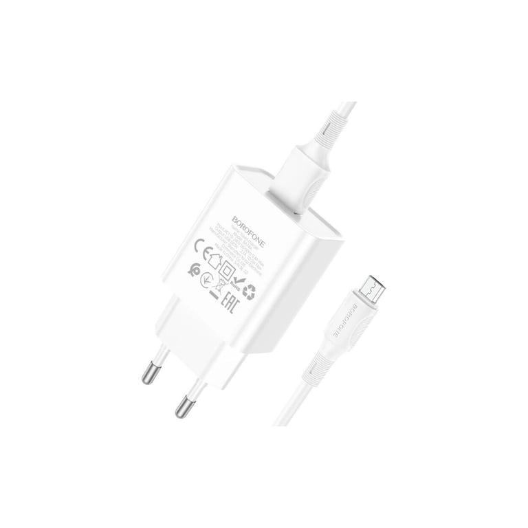 Зарядний пристрій BOROFONE BA74A Aspirer USB + cable USB to Micro 5P White (6974443388664) - фото 2