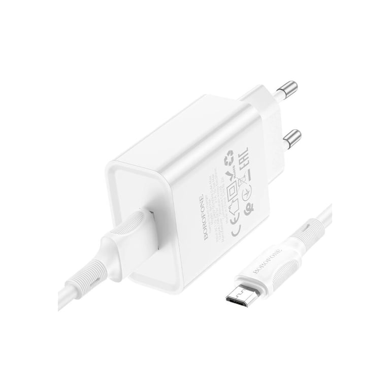Зарядний пристрій BOROFONE BA74A Aspirer USB + cable USB to Micro 5P White (6974443388664) - фото 3