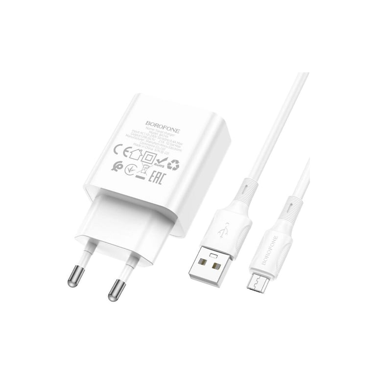 Зарядний пристрій BOROFONE BA74A Aspirer USB + cable USB to Micro 5P White (6974443388664) - фото 4