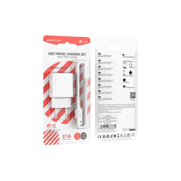 Зарядний пристрій BOROFONE BA74A Aspirer USB + cable USB to Micro 5P White (6974443388664) - фото 8