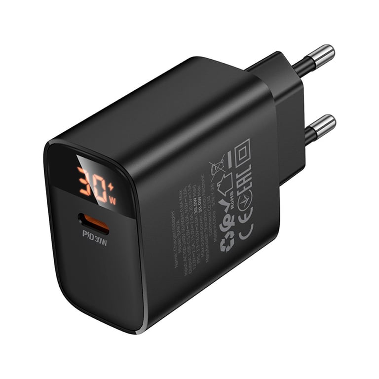 Зарядний пристрій BOROFONE BA97A Ilustre USB-C PD30W digital display Black (6941991120480) - фото 2