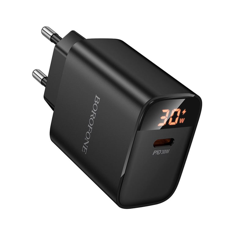 Зарядний пристрій BOROFONE BA97A Ilustre USB-C PD30W digital display Black (6941991120480) - фото 3