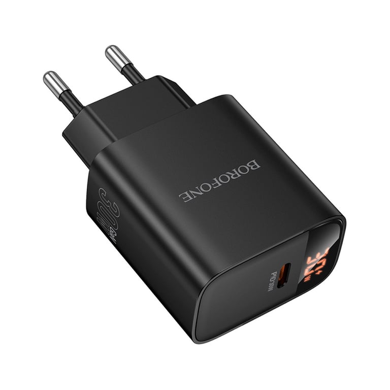 Зарядний пристрій BOROFONE BA97A Ilustre USB-C PD30W digital display Black (6941991120480) - фото 4