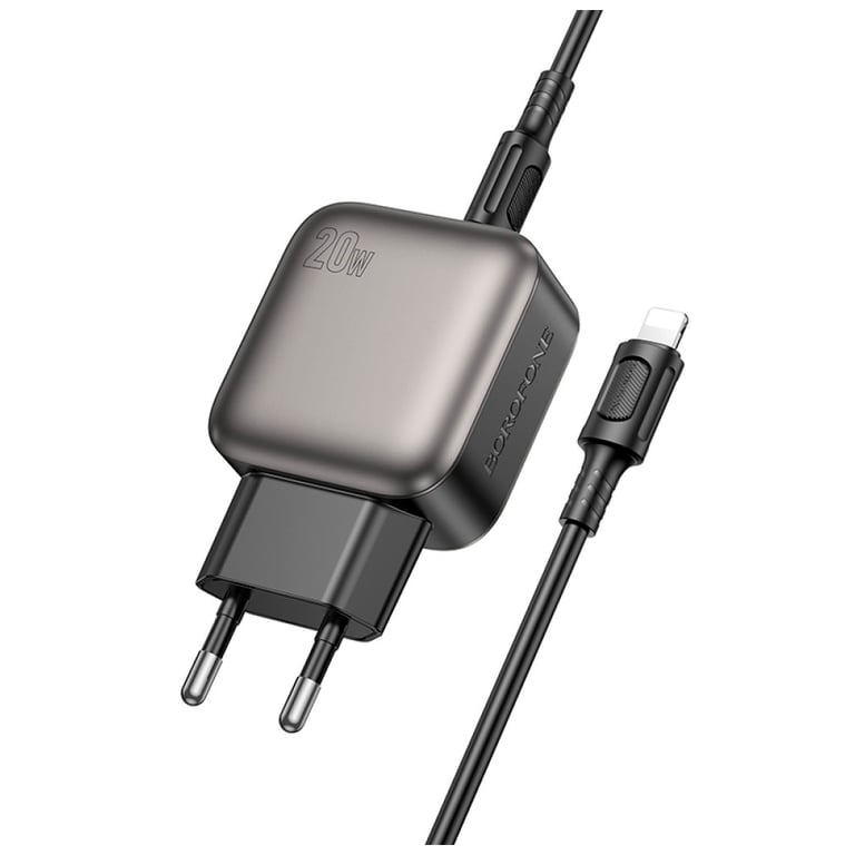 Зарядний пристрій BOROFONE BAS54A Absolute 1xUSB-C PD20W + 1xUSB QC3.0 + cable USB-C to Lightning Black (6941991116216) - фото 3