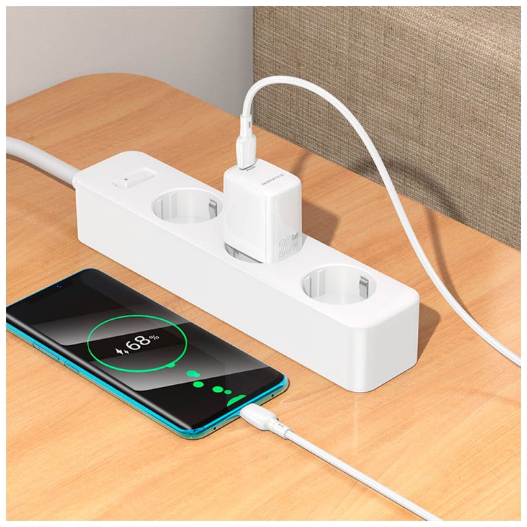 Зарядний пристрій BOROFONE BN26 Fuente USB-C PD20W + cable USB-C to USB-C White (6941991120251) - фото 10