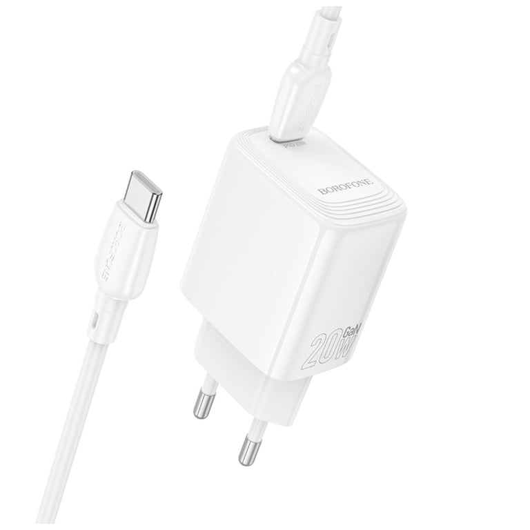 Зарядний пристрій BOROFONE BN26 Fuente USB-C PD20W + cable USB-C to USB-C White (6941991120251) - фото 2