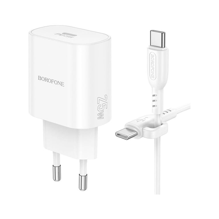Зарядний пристрій BOROFONE BN26 Fuente USB-C PD20W + cable USB-C to USB-C White (6941991120251) - фото 4
