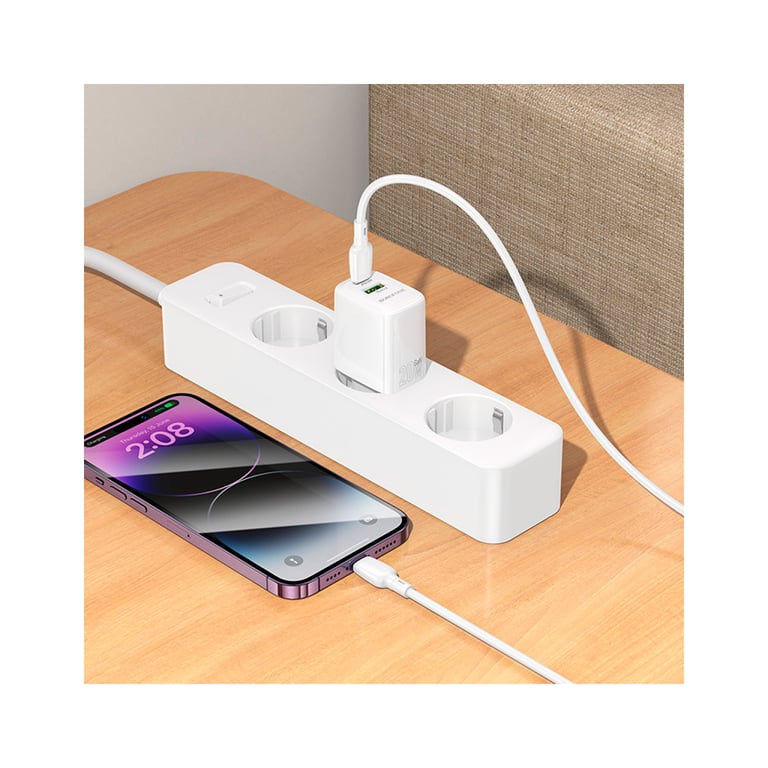 Зарядний пристрій BOROFONE BN27 Fuente 1xUSB-C PD20W + 1xUSB QC3.0 White (6941991120268) - фото 9