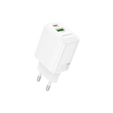 Зарядний пристрій BOROFONE BN29 Fuente 1xUSB-C PD30W + 1xUSB QC3.0 White (6941991120329) - фото 1