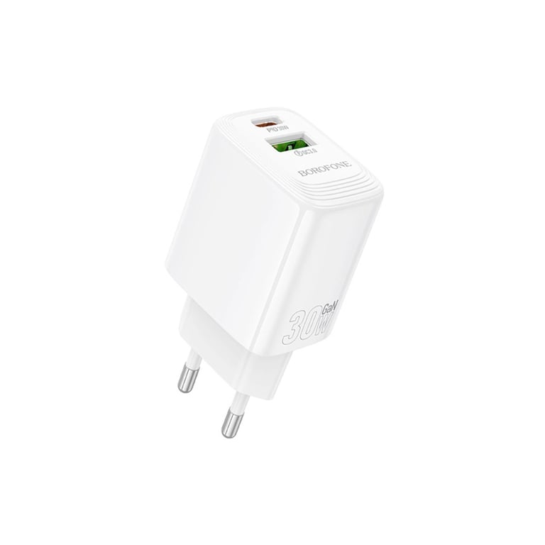 Зарядний пристрій BOROFONE BN29 Fuente 1xUSB-C PD30W + 1xUSB QC3.0 White (6941991120329) - фото 1