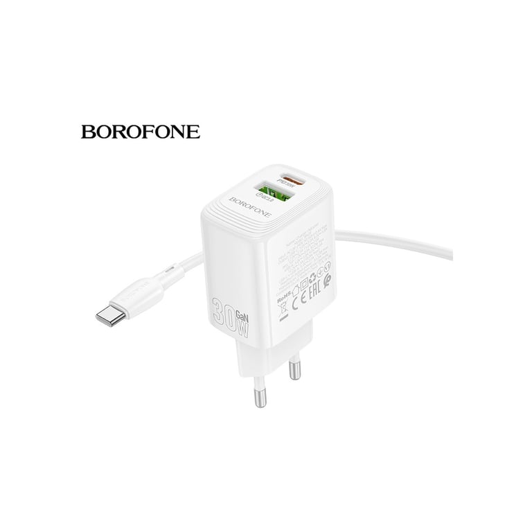 Зарядний пристрій BOROFONE BN29 Fuente 1xUSB-C PD30W + 1xUSB QC3.0 White (6941991120329) - фото 6