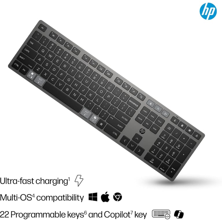 Клавіатура HP 720 Multi-Device Rechargeable Wireless/Bluetooth UA Black (9T5B1AA) - фото 6