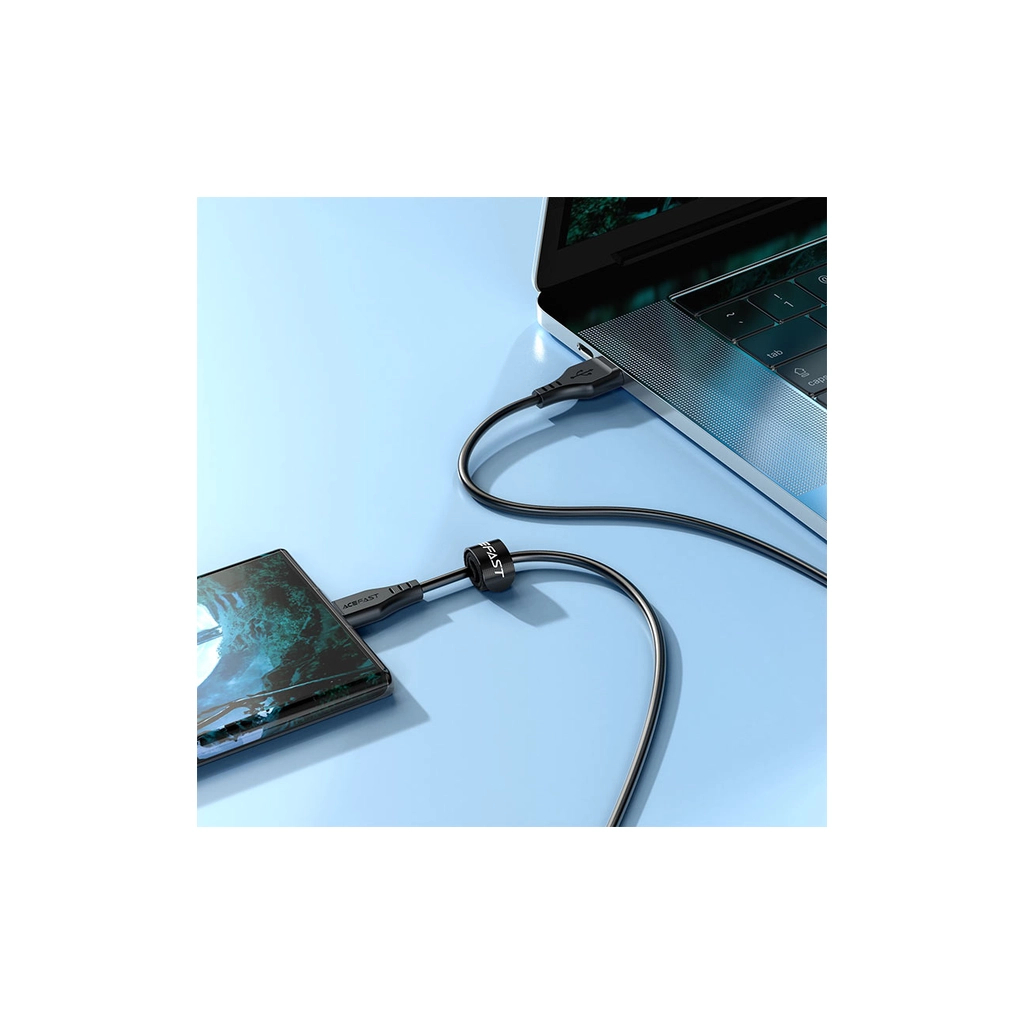 Дата кабель USB 2.0 AM to Micro 5P 1.2m 2.4A TPE C3-09 black Acefast (6974316280880) - фото 4 Дата кабель USB 2.0 AM to Micro 5P 1.2m 2.4A TPE C3-09 black Acefast (6974316280880) - фото 4