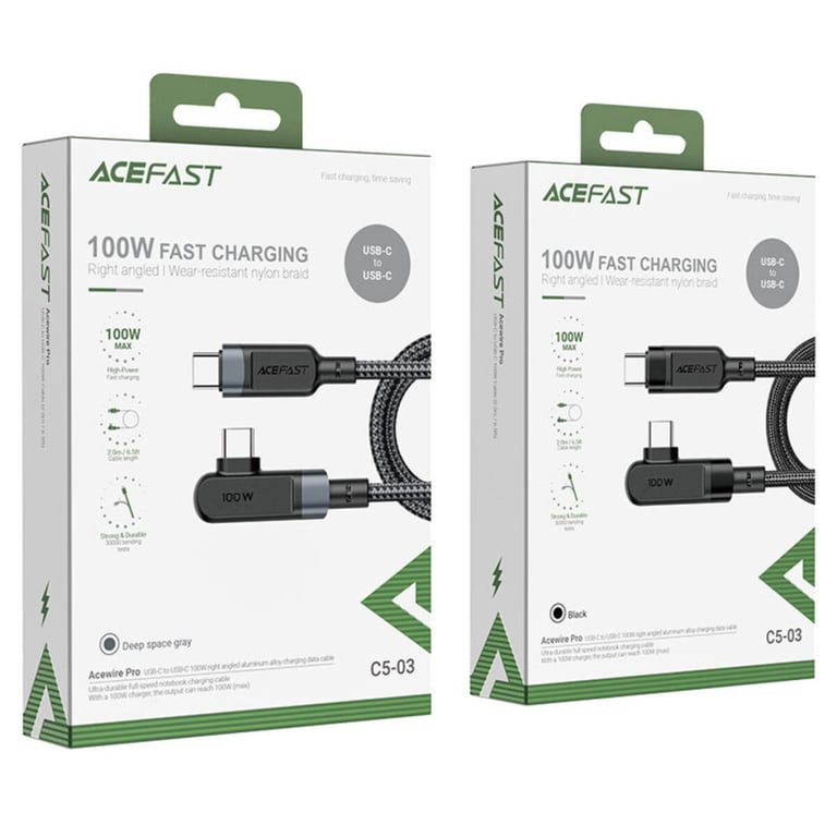 Дата кабель USB-C to USB-C 2.0m 5A 100W nylon C5-03 black Acefast (6974316281016) - фото 4