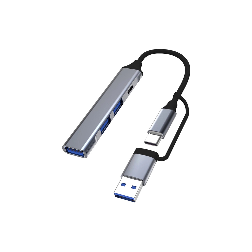 Концентратор Dynamode USB Type-C + USB-A to 1хUSB-C 3.0 1хUSB-A 3.0 2xUSB-A 2.0 dark grey (DM-UH-314AC) - фото 1