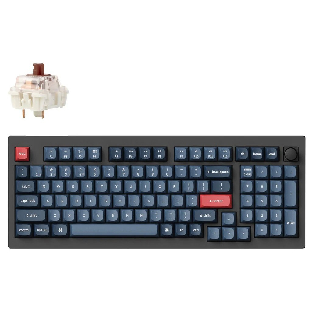 Клавіатура Keychron V5 Max Gateron Jupiter Brown Knob Hot-Swap QMK Wireless/Bluetooth/USB-А UA Black (V5M-D3-UA)