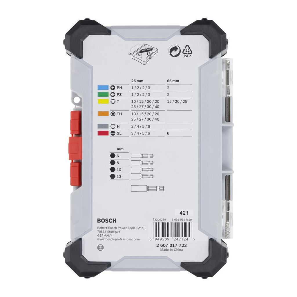 Набір біт Bosch Extra Hard Screwdriver Bit Set, 46шт, магнітний бітотримач, PH,PZ,T, SL, HEX, кейс (2.607.017.723) - фото 3 Набір біт Bosch Extra Hard Screwdriver Bit Set, 46шт, магнітний бітотримач, PH,PZ,T, SL, HEX, кейс (2.607.017.723) - фото 3