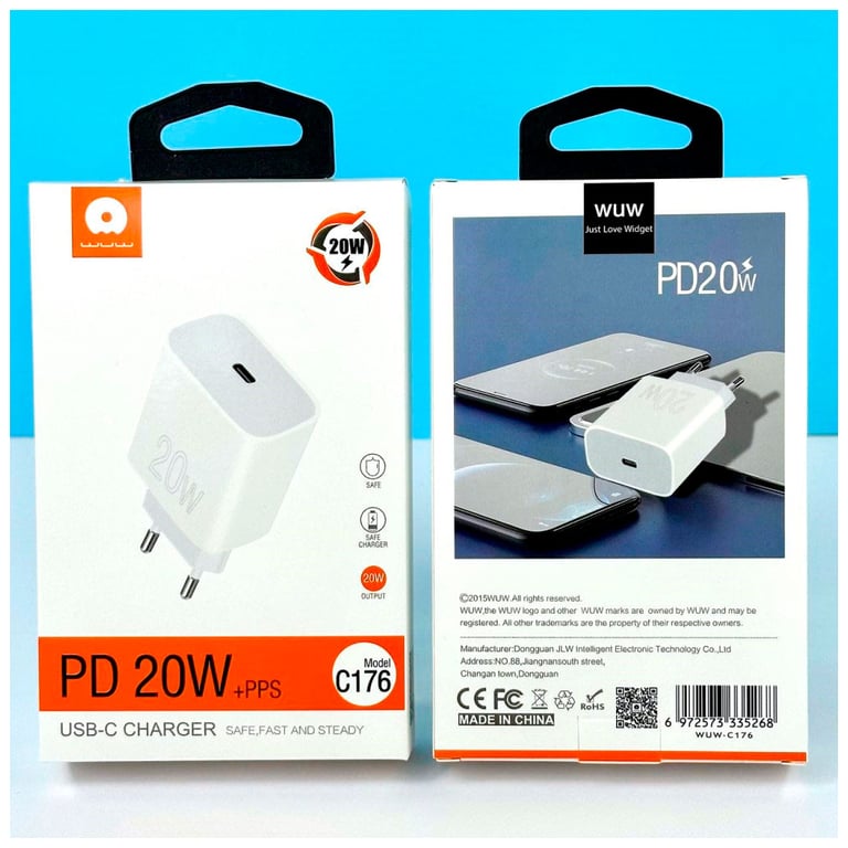 Зарядний пристрій WUW C176 USB-C PD20W White (WUW-C176) - фото 4