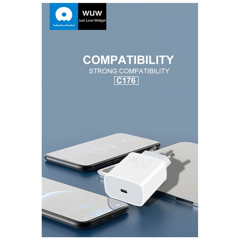 Зарядний пристрій WUW C176 USB-C PD20W White (WUW-C176) - фото 7
