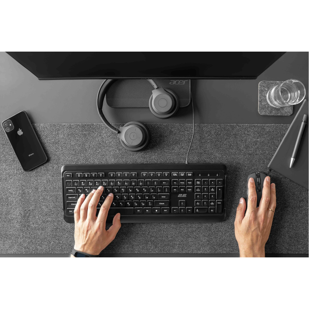 Клавіатура 2E 2E KS120 USB-A Black (2E-KS120UB_UA) - фото 8 Клавіатура 2E 2E KS120 USB-A Black (2E-KS120UB_UA) - фото 8