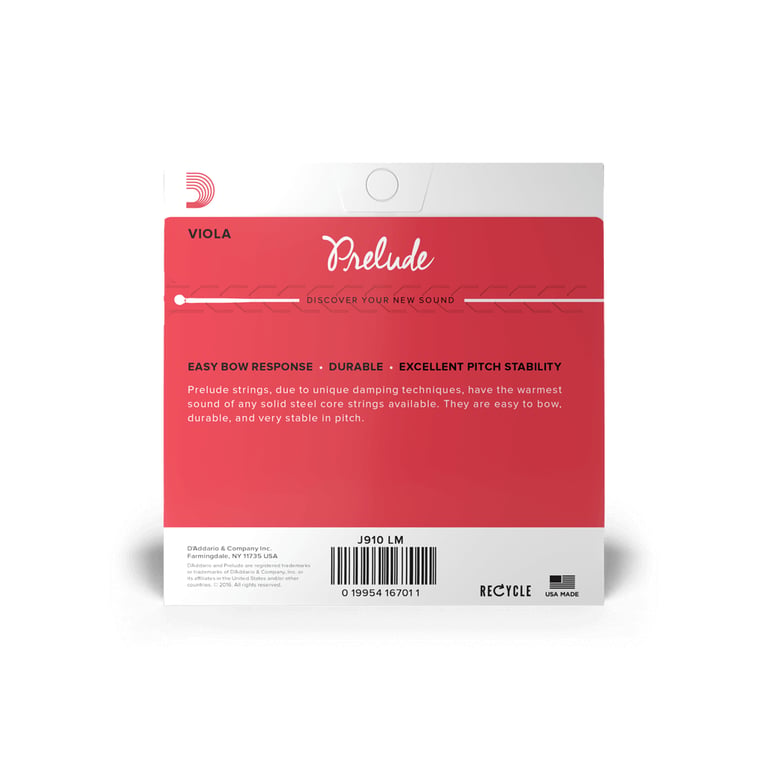 Струни для альта D'Addario Prelude Viola String Set Long Scale Medium Tension (J910 LM) - фото 3
