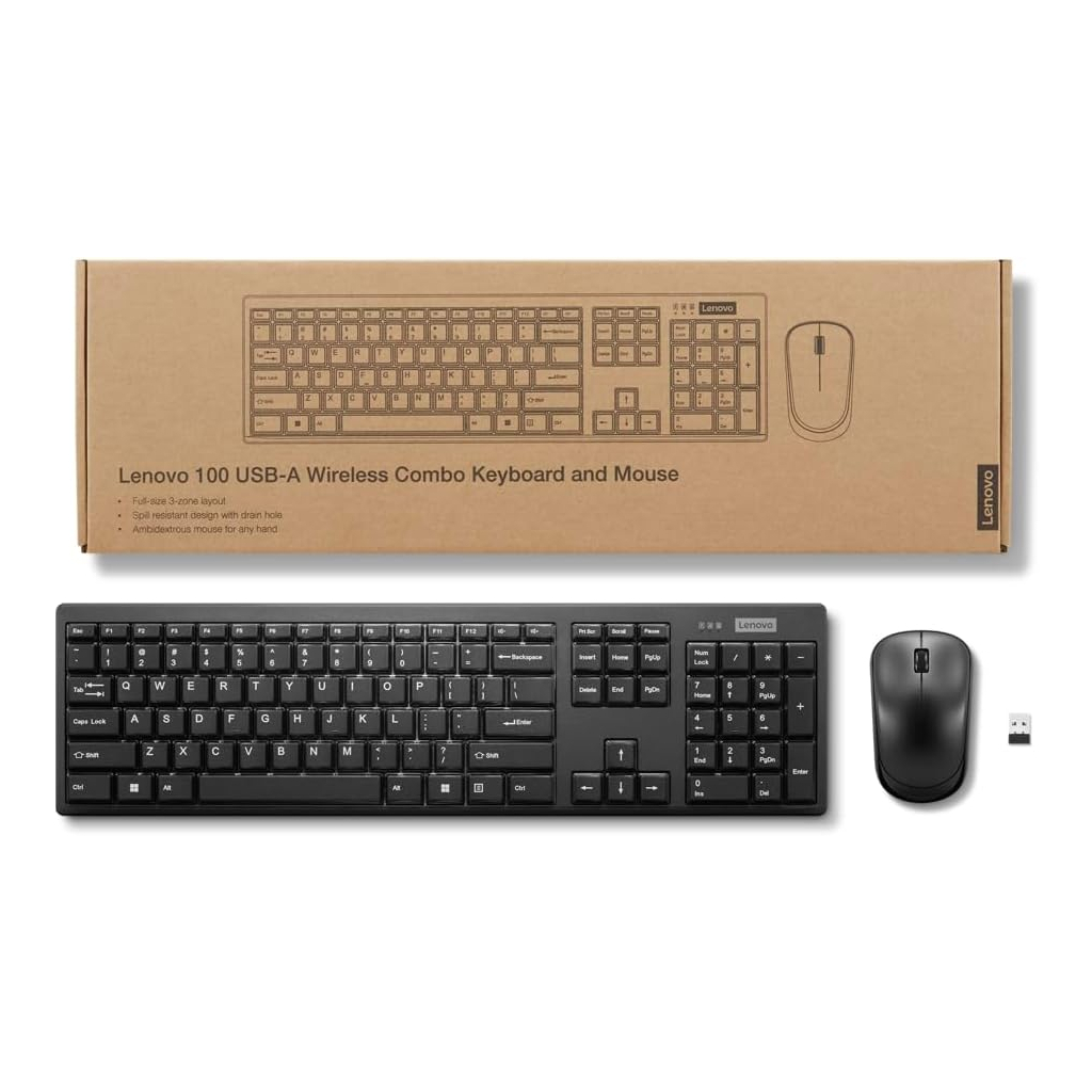 Клавіатура Lenovo 100 Wireless UA Black (GX31Q28916) - фото 4 Клавіатура Lenovo 100 Wireless UA Black (GX31Q28916) - фото 4