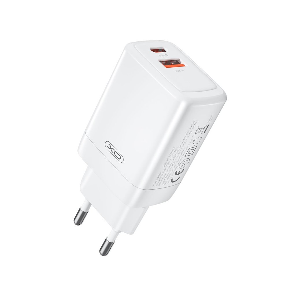 Зарядний пристрій XO CE16 67.5W USB-C PD45W + USB-A QC 22.5W White (CE16_White) - фото 2 Зарядний пристрій XO CE16 67.5W USB-C PD45W + USB-A QC 22.5W White (CE16_White) - фото 2