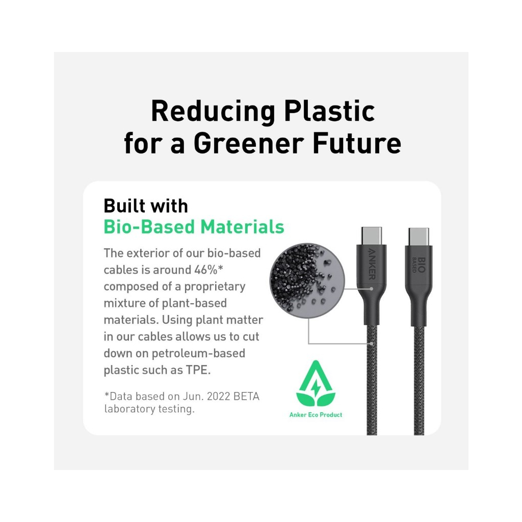 Дата кабель USB-C to USB-C 0.9m 140W bio-nylon 544 black Anker (A80F5H11) - фото 5 Дата кабель USB-C to USB-C 0.9m 140W bio-nylon 544 black Anker (A80F5H11) - фото 5