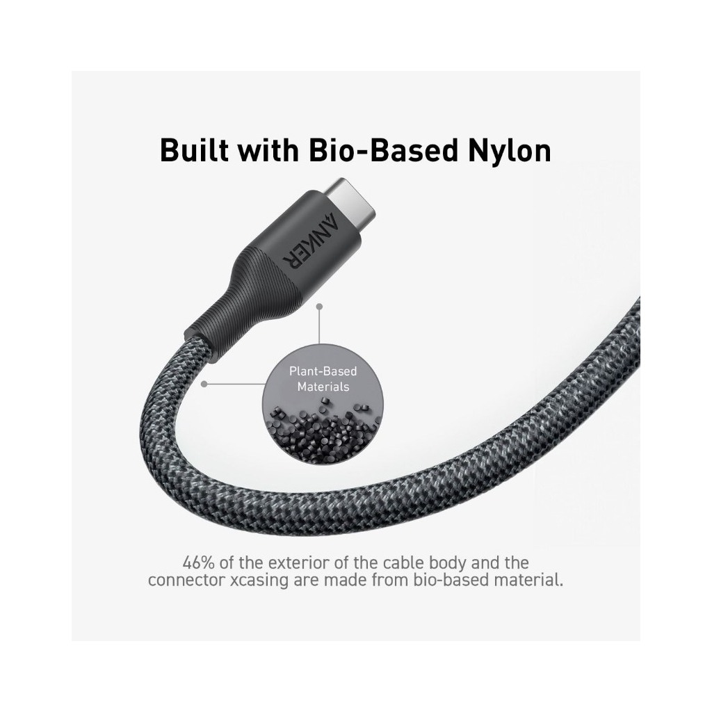 Дата кабель USB-C to USB-C 0.9m 140W bio-nylon 544 black Anker (A80F5H11) - фото 6 Дата кабель USB-C to USB-C 0.9m 140W bio-nylon 544 black Anker (A80F5H11) - фото 6