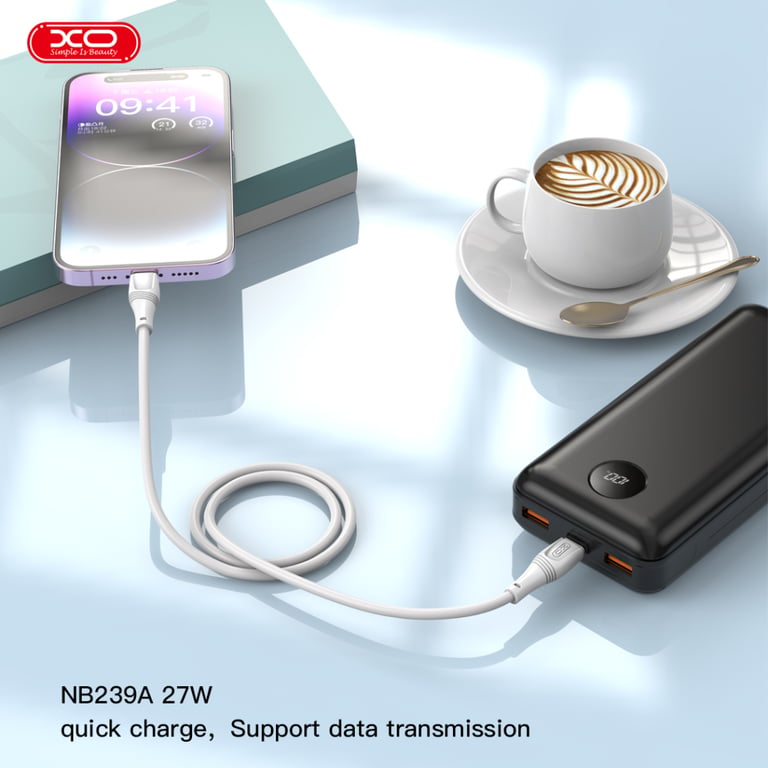 Дата кабель USB-C to Lightning 1.0m 27W High Elastic Zeus XO (NBQ239A_White) - фото 2