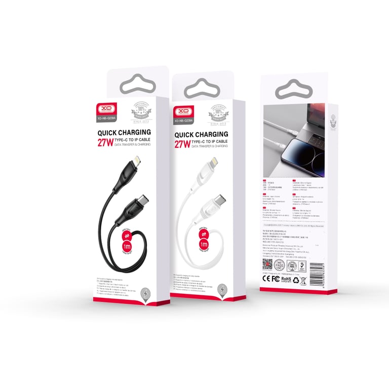 Дата кабель USB-C to Lightning 1.0m 27W High Elastic Zeus XO (NBQ239A_White) - фото 4