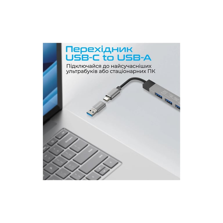 Концентратор Promate USB-C 4-in-1 порти Promate litehub-4.grey (litehub-4.grey) - фото 4