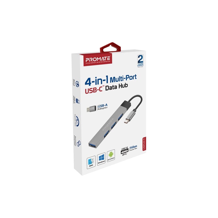 Концентратор Promate USB-C 4-in-1 порти Promate litehub-4.grey (litehub-4.grey) - фото 6