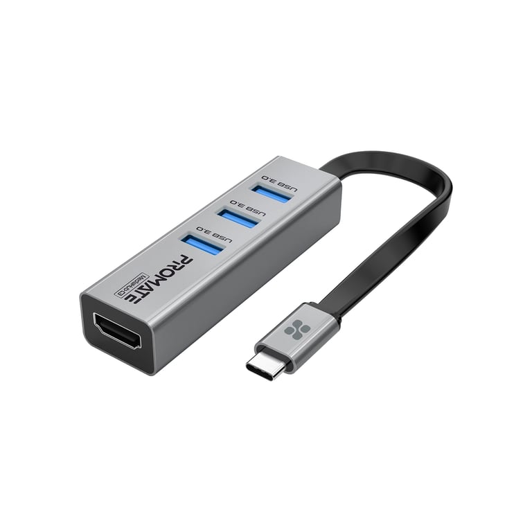 Концентратор Promate USB-C 4-in-1 порти Promate mediahub-c3.grey (mediahub-c3.grey) - фото 1